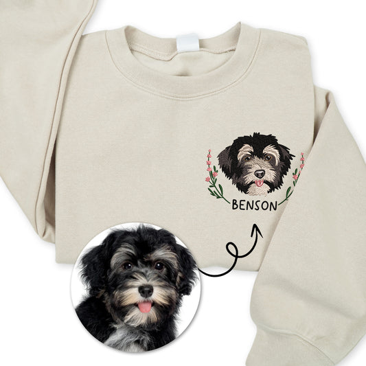 Custom Dog Embroidered Sweatshirt, Full, Lineart Pet Embroidery Hoodie