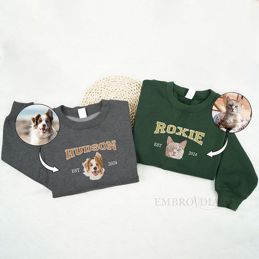 Custom Embroidered Pet From Your Photo Shirt, Funny Pet Shirt, Funny Mental Health Shirt, Pet Name Sweatshirt, Gag Shirt, Cat Dog Lover Gift