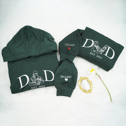 Embroidered Personalized Father's Day Sweatshirt, Dad Est Year Sweatshirt, Daddy Est Year Sweatshirt, Embroidery Dad Sweatshirt