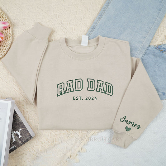 Custom Embroidered Rad Dad With Name Shirt, Father's Day Gift, New Dad Gift, Rad Dad Shirt, Father Gift, Dad Shirt With Names On The Sleeve