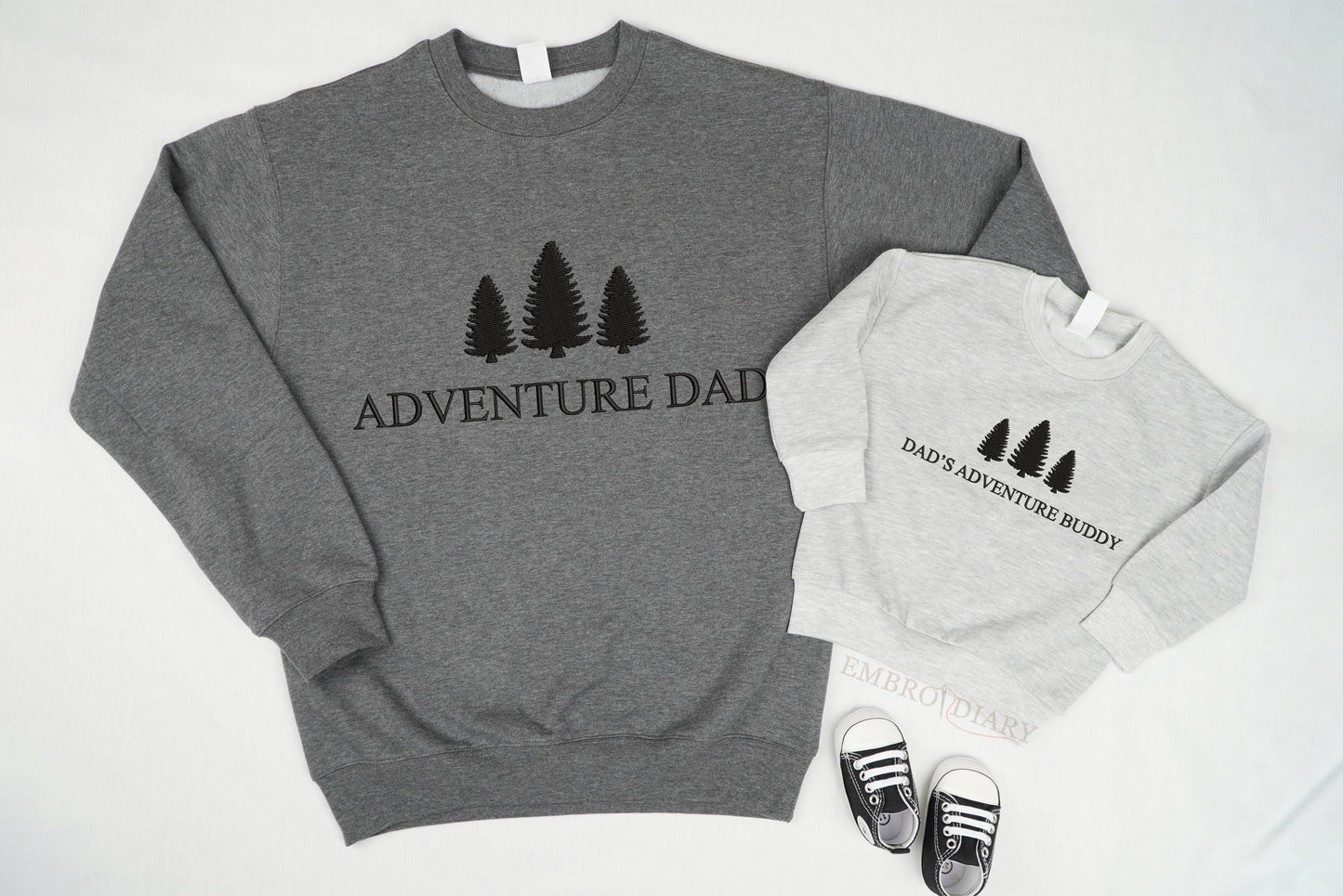 Embroidered Father's Day Matching Dad and Kiddo Sweatshirt, Adventure Dad Adventure Buddy Matching Set of Sweatshirt, Father's Day Sweatshirt