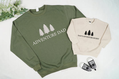 Embroidered Father's Day Matching Dad and Kiddo Sweatshirt, Adventure Dad Adventure Buddy Matching Set of Sweatshirt, Father's Day Sweatshirt