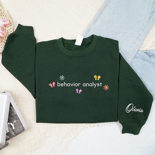 Personalized Embroidered Behavior Analyst Sweatshirt, Registered Behaviour Technician Shirt, ABA Therapist Hoodie, Speech Therapy Shirt