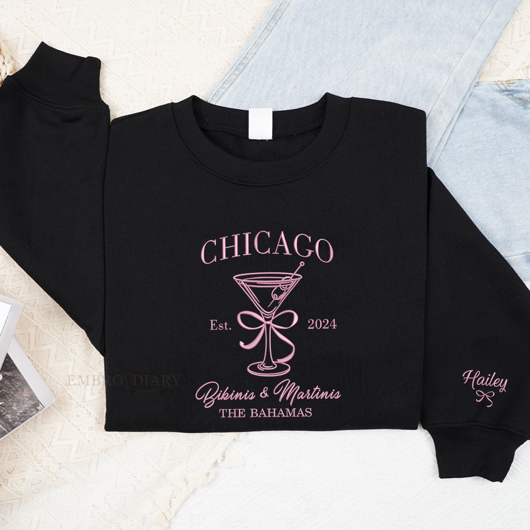 Embroidered The Bach Club Sweatshirt, Custom Location Bachelorette Sweater, Personalized Bride Crewneck,Future Bride Hoodie for Bridal Party