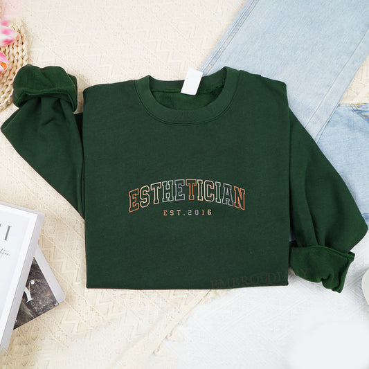 Embroidered Custom Esthetician, Personalized Skincare Sweatshirt For Beauty, Professionals Esthetician Gift