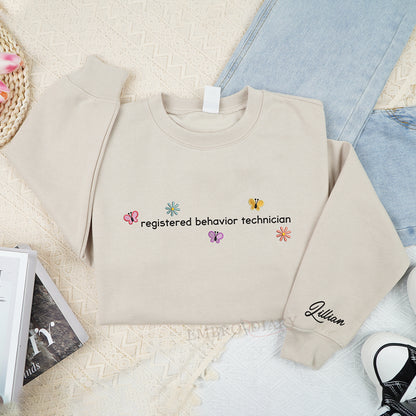 Embroidered Custom RBT Sweatshirt, Registered Behaviour Technician Shirt, ABA Therapist Hoodie, Behavior Analyst Shirt, Speech Therapy Sweater